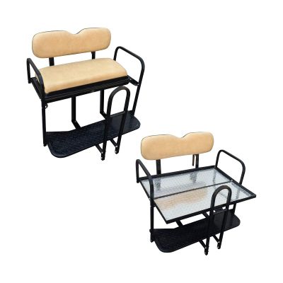 Hardcore Parts SGC Rear Flip Seat For EZGO Medalist/TXT 1994-Present Model (Tan Cushion w/t Grab Bar Attachment)