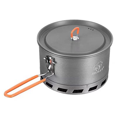 Bulin Camping Pot, 2.1L High Efficiency Backpacking Pot Ultralight Camping Cooking Set Cookware Gear with Heat-Proof Handle & Heat Exchanger for Outdoor Picnic Hiking Travel