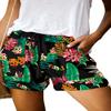 Womens Casual Shorts Summer Comfy Drawstring Elastic Waist Pocketed Vintage Beach Shorts Black Green-XL view 1