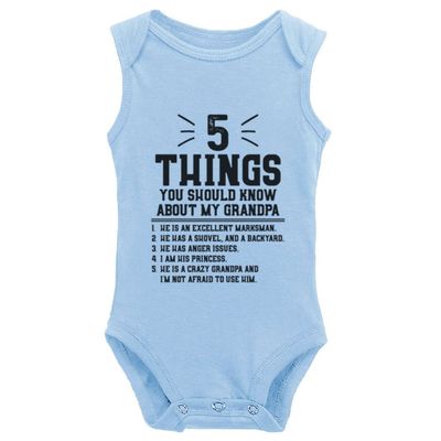 5 Things You Should Konw About My Grandpa Cute Baby Cartoon Bodysuit Sleeveless Rompers Jumpsuit Unisex