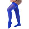 Agoky Women's Stretchy Stay Up Pantyhose Glossy Shiny Oil Footed Tights Silk Stockings Solid Royal Blue One Size view 2