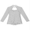 FEESHOW Kids Girls Long Sleeve Sparkling Sequins Backless Dance Leotards Biketard Jumpsuit with Shorts Dance Silver 12 Years view 4