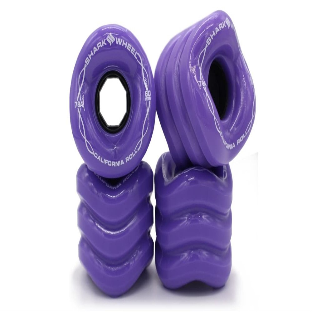 Shark Wheel 60 mm 78a, Skateboard Cruising Wheels, California Roll, Purple, Set of 4 Wheels