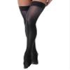 Agoky Women's Stretchy Stay Up Pantyhose Glossy Shiny Oil Footed Tights Silk Stockings Solid Black One Size view 3