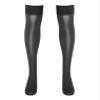 Agoky Women's Stretchy Stay Up Pantyhose Glossy Shiny Oil Footed Tights Silk Stockings Solid Black One Size view 4