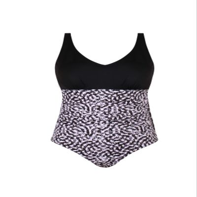 JINXUEER Women's Plus Size Swimwear Ruched Tummy Control Swimsuit One Piece Fashion Bathing Suits Blackwhite