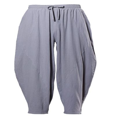COSDREAMER Men's Baggy Harem Pant Drawstring Casual Cotton Linen Pants (Small, Grey)