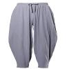 COSDREAMER Men's Baggy Harem Pant Drawstring Casual Cotton Linen Pants (Small, Grey) view 1