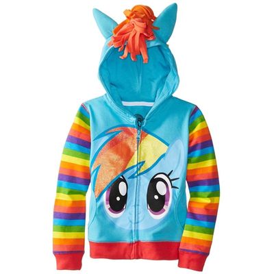 Child Girls Little Pony Rainbow Dash Hoodie Kids Girls Coat (7 Years, Blue)