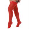 Agoky Women's Stretchy Stay Up Pantyhose Glossy Shiny Oil Footed Tights Silk Stockings Solid Red One Size view 2