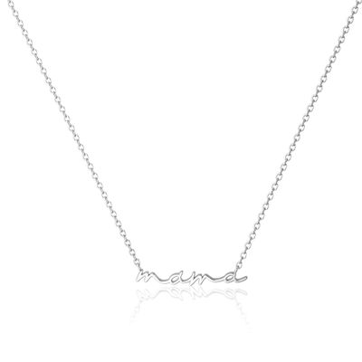 Cute Mama Pendant - Dainty 925 Sterling Silver Plated Mom Chain Necklaces for Women Mother's Day Gifts