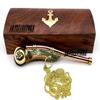 Nautical Solid Brass & Copper Boatswain (Bosun) 5" Whistle Chain with Rosewood Box (Brass & Copper) view 3