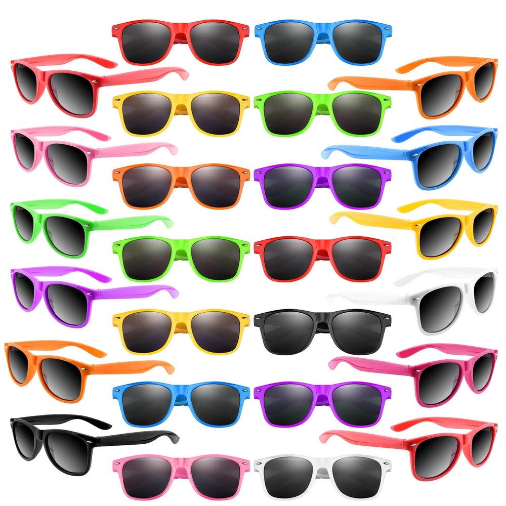 FEPITO 60 Pack Neon Sunglasses in Bulk 10 Colors Sunglasses Party Favors for Beach Birthday Party Pool Wedding Party Supplies