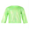 FEESHOW Kids Girls Shiny Metallic T-Shirt Long Sleeve Loose T-Shirt for Stage Performance Costume Jazz Hip Hop Dancewear Green A 7-8 Years view 1