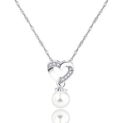 Apple Shape White Pearl Necklace Platinum Plated Fruit Design Jewelry for Teacher Women Birthday Gift Y1954