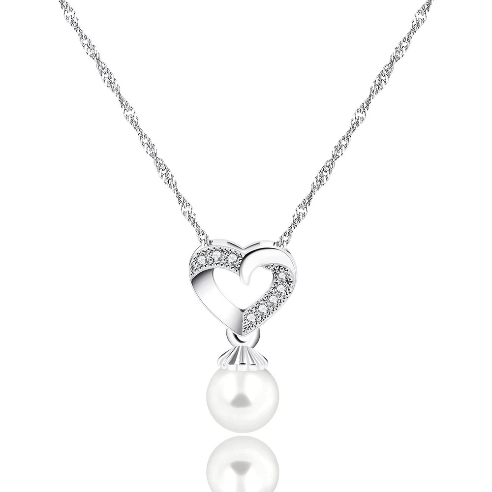 Apple Shape White Pearl Necklace Platinum Plated Fruit Design Jewelry for Teacher Women Birthday Gift Y1954