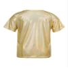 Linjinx Kids Girls Metallic Shiny T-Shirt Sparkly Jazz Hip Hop Streetwear Dance Crop Tops for Performance Show Gold 3-4 Years view 2