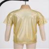 Linjinx Kids Girls Metallic Shiny T-Shirt Sparkly Jazz Hip Hop Streetwear Dance Crop Tops for Performance Show Gold 3-4 Years view 4