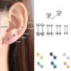 2Pair Medical Titanium Steel Stud Earring Small Ball Screws Small Earrings Ear Bone Nail Lip Piercing Body Jewelry (Main Stone Color : Ball Silze 5mm, Metal Color : Black) view 2