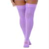 Agoky Women's Stretchy Stay Up Pantyhose Glossy Shiny Oil Footed Tights Silk Stockings Solid Lavender One Size view 4