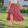 BTFBM Women 2025 Summer Spring Boho Long Skirts Dress Floral Print Elastic Waist Split Ruffle High Low Beach Maxi Skirt(Print Floral Red, X-Large) view 3