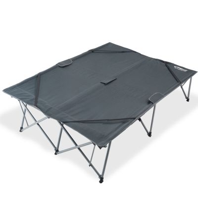 KingCamp 2 Person Queen Size Camping Cot, Folding Portable Double 550lbs Heavy Duty Oversized Large Wide XXL Foldable Sleeping Bed with Carry Bag for Two Adult Outdoor Travel Tent, Grey