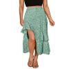 BTFBM Women 2025 Summer Spring Boho Long Skirts Dress Floral Print Elastic Waist Split Ruffle High Low Beach Maxi Skirt(Print Floral Green, Medium) view 1