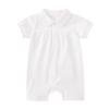 pureborn Baby Boy Baptism Outfit Infant Short Sleeve Collared Christening Romper Summer Cotton One-Piece 3-6 Months Off White view 1