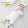 pureborn Baby Boy Baptism Outfit Infant Short Sleeve Collared Christening Romper Summer Cotton One-Piece 3-6 Months Off White view 2
