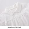 pureborn Baby Boy Baptism Outfit Infant Short Sleeve Collared Christening Romper Summer Cotton One-Piece 3-6 Months Off White view 3