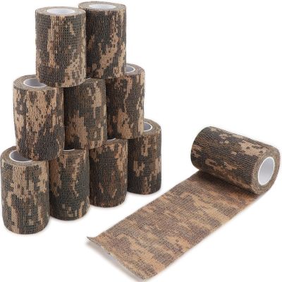 DROK 4 Roll Cloth Camo Tape, 2.95in x 14.76ft Reusable Camouflage Wrap Tape for Outdoor Stick Hockey Scope Bicycle Assorted Accessories, 4.92Yard Sport Athletic Tape