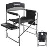 KingCamp Portable Folding Chair with Cup Holder and Storage Pocket for Outdoor, Camp, Patio, Lawn, Garden, Trip, Sports, Fishing, Black/MediumGrey view 1