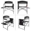 KingCamp Portable Folding Chair with Cup Holder and Storage Pocket for Outdoor, Camp, Patio, Lawn, Garden, Trip, Sports, Fishing, Black/MediumGrey view 4