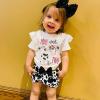 Viworld Baby Girl Two Birthday Outfits Ruffle Sleeve I'M Two Top + Cows Shorts Set Cake Smash Summer ClothesCows,2T view 2