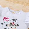 Viworld Baby Girl Two Birthday Outfits Ruffle Sleeve I'M Two Top + Cows Shorts Set Cake Smash Summer ClothesCows,2T view 4