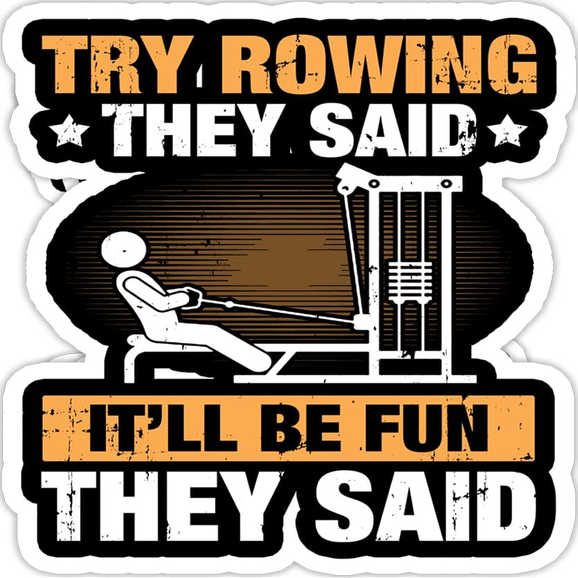 eden tee Try Rowing They Said - It'll Be Fun Rowing- 4x3 Vinyl Stickers, Laptop Decal, Water Bottle Sticker (Set of 3)