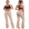 BUBBLELIME 29"/31"/33"/35"/37" 4 Styles Women's High Waist Bootcut Yoga Pants - Basic Nylon_Khaki L-33 Inseam view 2