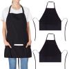 Jubatus 2 Pack 3 Pockets 100% Cotton Adjustable Bib Apron Chef Kitchen Cooking Aprons for Women Men, Black view 1