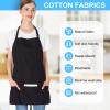 Jubatus 2 Pack 3 Pockets 100% Cotton Adjustable Bib Apron Chef Kitchen Cooking Aprons for Women Men, Black view 4