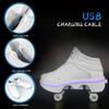 Multifunctional Roller Skates Shoes Adjustable Deformation Roller Shoes 2 in 1 Removable Pulley Skates Skating Rollerskates Girls Boys Adult Children's Automatic Walking Sports Shoes view 4