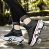 Multifunctional Roller Skates Shoes Adjustable Deformation Roller Shoes 2 in 1 Removable Pulley Skates Skating Rollerskates Girls Boys Adult Children's Automatic Walking Sports Shoes view 2
