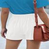 FEKOAFE Women's Comfy White Drawstring Casual Elastic Waist Loose Linen Beach Shorts for Women White-M view 4