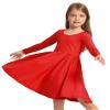 Stelle Long Sleeve Girls Dress Toddler White Dresses Skater Twirl Cotton A-Line Dress for School Casual(Red, 10 Years) view 1