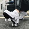 Multifunctional Roller Skates Shoes Adjustable Deformation Roller Shoes 2 in 1 Removable Pulley Skates Skating Rollerskates Girls Boys Adult Children's Automatic Walking Sports Shoes view 3