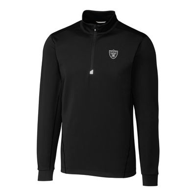Cutter & Buck Men's Black Las Vegas Raiders Big & Tall Traverse Half-Zip Pullover Jacket