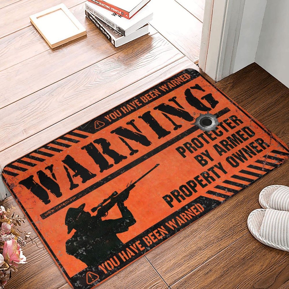 Layering Rugs Front Door Warning Protecter by Armed Property Owner Rug Outdoor Mat for Camping ( Size : 65X90CM )