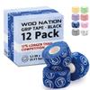 WOD Nation Weightlifting Hook Grip Athletic Tape, Flexible Fabric Thumb & Finger Tape - Easy-Tear, Sweat-Proof, Durable Strips for Powerlifting & Gym, 12-Pack (23 ft Rolls) - Blue view 1