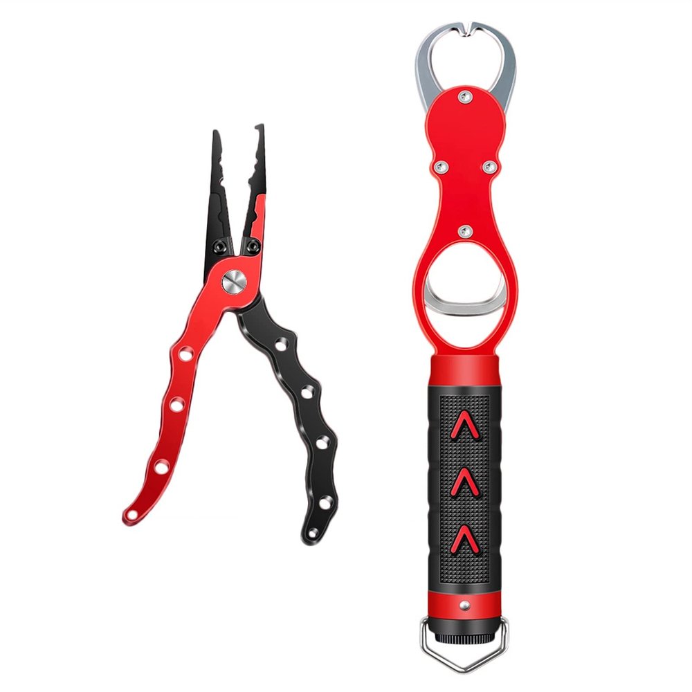 LINFFSTR Muti-Function Fishing Pliers and Fishing Lip Gripper Easy to Catch and Release Fish Lightweight Fishing Tackle Pliers Saltwater Resistant Fishing Gear for Mens (Color : Red-b)