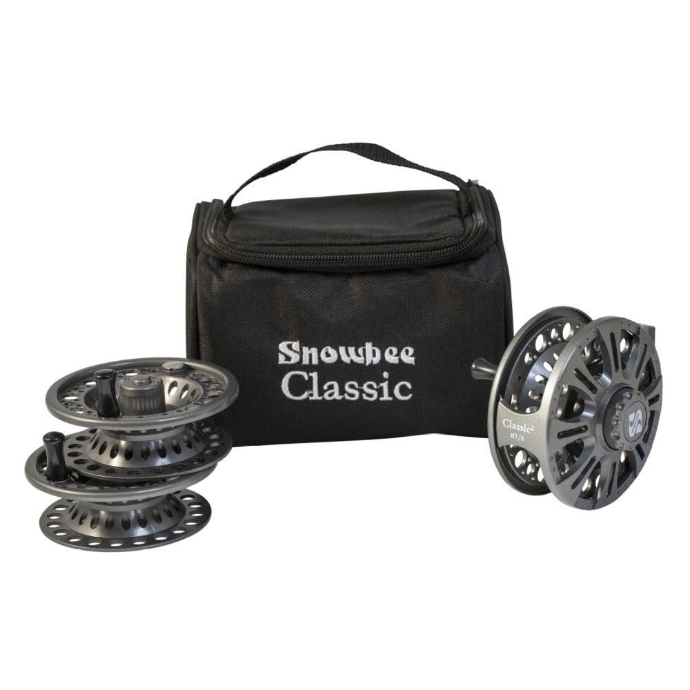 Snowbee Classic 2/7/8 Fly Reel Kit  Lightweight Die-Cast Aluminium Large Arbor Reel with 2 Spare Spools | Trout, Salmon & Stillwater Fly Fishing Kit  Quick Line Change Versatility, Balanced Design