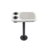 Manufacturers' Select ITC Boat Table Set - 14"x22" Removable Pontoon Boat Table with Center Non-Slip Mat, Pedestal Leg & 2 Drink Holders (Glossy White Table with Black Leg and Titanium Grey Mat) view 1